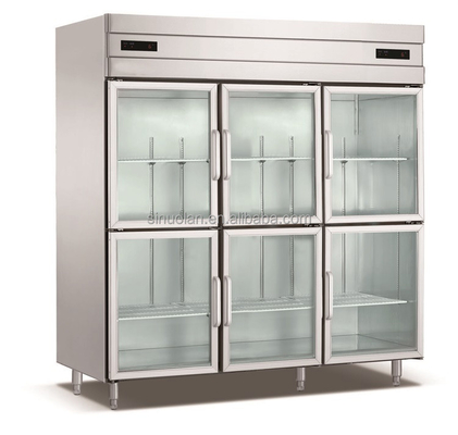 Dual Upright Chiller Freezer Restaurant Kitchen Fridges And Deep Freezers With Glass Doors