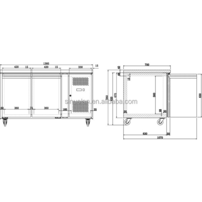 Home Kitchen Drawer Fridge Prep Table Undercounter Refrigerator Under Counter Freezer Refrigeration