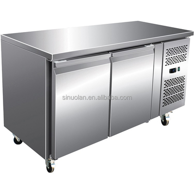 Stainless Steel 2 Door Undercounter Refrigerator Fridge Undercounter Chiller Freezer Bench