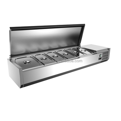 Commercial Countertop Stainless Steel Salad Chiller Display Prep Table Top Display Refrigerator Salad Bar Showcase With CE