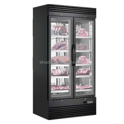 8K Mirror 304 Stainless Steel Dry Ager Meat Age Two Door Beef Steak Ager Fridge Refrigerator Meat Dry Aging Cabinet