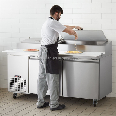 Catering Salad Bar Prep Counter Refrigerator Stainless Salad Display Bar Sandwich Preparation Pizza Marble Pizza Table