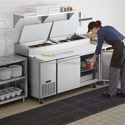 Catering Salad Bar Prep Counter Refrigerator Stainless Salad Display Bar Sandwich Preparation Pizza Marble Pizza Table