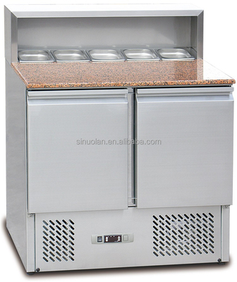 Catering Salad Bar Prep Counter Refrigerator Stainless Salad Display Bar Sandwich Preparation Pizza Marble Pizza Table