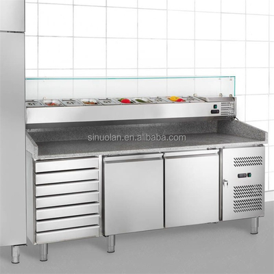 Refrigerated 1 2 3 4 Door Pizza Counter Top Salad Bar Counter Prep Station Fridge Bar Line Counter Freezer
