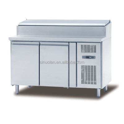 2 Door Stainless Steel Commercial Salad Bar Table Refrigerated Vegetable Fruit Display Chiller Fridge Pizza With Gn Pans