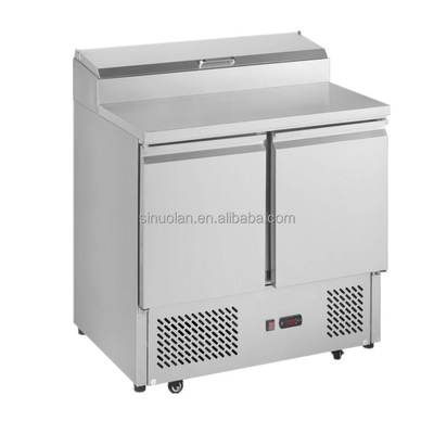 Slotted Fresh-Keeping Salad Bar Display Counter Table Workbench Pizza Prep Cold Table Top Undercounter Fridge