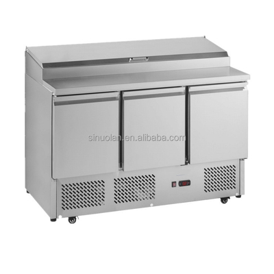 Slotted Fresh-Keeping Salad Bar Display Counter Table Workbench Pizza Prep Cold Table Top Undercounter Fridge