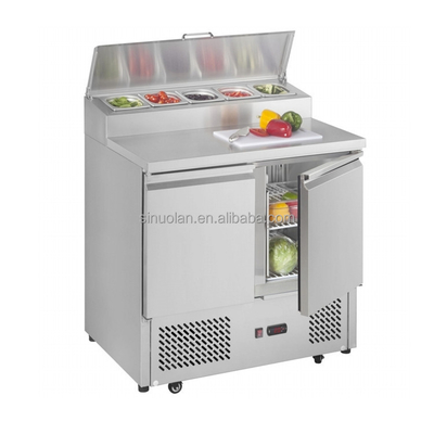 Slotted Fresh-Keeping Salad Bar Display Counter Table Workbench Pizza Prep Cold Table Top Undercounter Fridge