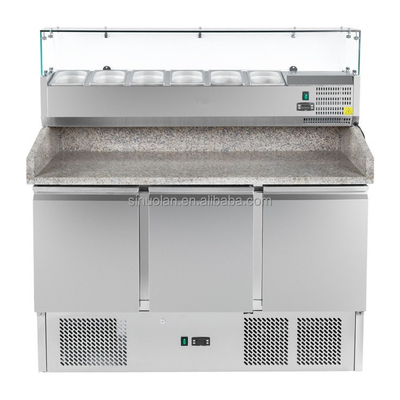 Slotted Fresh-Keeping Salad Bar Display Counter Table Workbench Pizza Prep Cold Table Top Undercounter Fridge