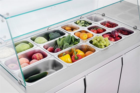 Salad Refrigerated Counter Sandwich Salad Prep Table Fridge Workbench Pizza Sandwich Preparation Table