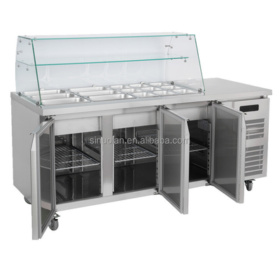 Salad Refrigerated Counter Sandwich Salad Prep Table Fridge Workbench Pizza Sandwich Preparation Table