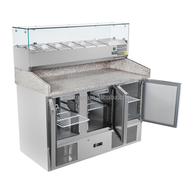 Prep Tables Stainless Steel Countertop Salad Display Pizza Table Prep Table Refrigerator Freezer Saladette