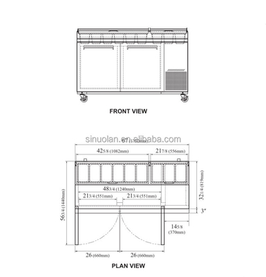 Pizza Table Prep 86x33 Salad Sandwich Refrigerator Refrigerated Sandwich Display Cooler