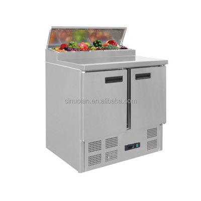 2 Door Sandwich Prep Table Fridge Pizza Fridge Sandwich Prep Table Pizza Counter Topping Refrigerator