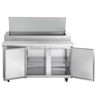 Luxury Pizza Counter Commercial 2 Door Refrigerator Sandwich Prep Table Undercounter Refrigerator