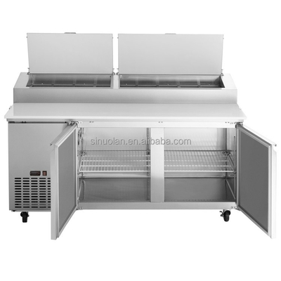 Luxury Pizza Counter Commercial 2 Door Refrigerator Sandwich Prep Table Undercounter Refrigerator