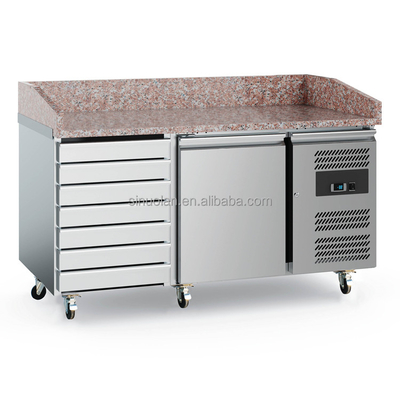 China Refrigeration Equipment Salad Bar Cool Bar/sandwich,Salad Preparation Pizza Counter Refrigerator/marble Pizza Prep Table