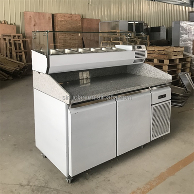 Kitchen Pizza Prep Table Kitchen Equipment With 1.5 M 1.8M 2 M Pizza Counter Chiller For Sale
