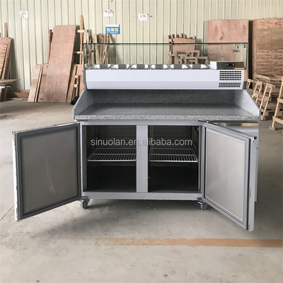 Kitchen Pizza Prep Table Kitchen Equipment With 1.5 M 1.8M 2 M Pizza Counter Chiller For Sale