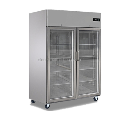 Supermarket Refrigerator 2 Glass Door Beverage Chiller Fresh Food Showcase Upright Display Fridge Bottle Cooler
