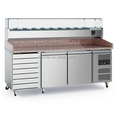 Hot Sale Commercial Pizza Preparation Table Stainless Steel Pizza Prep Table With G/n Container