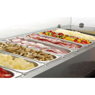2 Door  and 7 Drawers Marble Glass Top Restaurant Pizza Prep Work Table Refrigerator