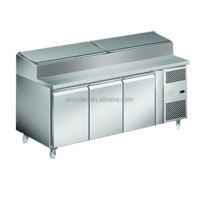 SINUOLAN 3 Door Salad Prep Fridge Refrigerated Pizza Counter Commercial Refrigerator