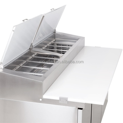 2023 Commercial Display Refrigerator Counter Top Stainless Steel Workbench Chiller Pizza Counter Display Salad Fridge