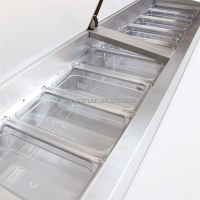 SS304 Stainless Steel Ventilated Cooling Kitchen Refrigerator Pizza Prepare Counter Fridge With Drawers