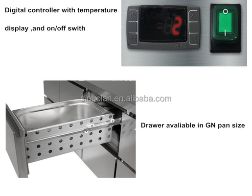 American Style 48 inches Under Counter Chiller 2 Door Kitchen Work Bench Undercounter Refrigerator Drawer