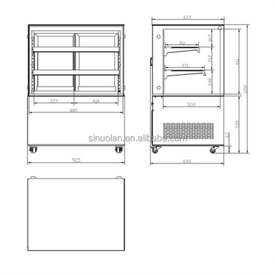Square Tempered Glass Display Cake Counter Cake Pastry Showcase 72 Bakery Equipment Refrigerator
