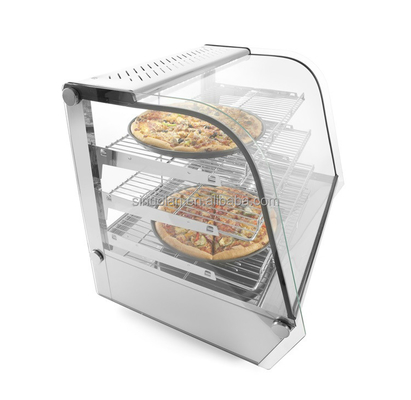 Curved Glass Electric Heating Food Warming Showcase Hot Food Pizza Pie Warmer Display Cabinet