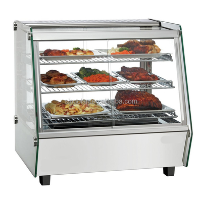 Black Heated Display Cabinet Pie Warmer Hot Food Showcase Fried Chicken Food Display Warmer