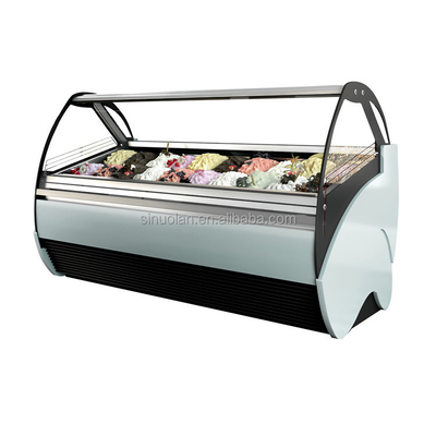 OEM Service Vertical Italy Ice Cream Display Freezer Case For Ice Creamcontainers