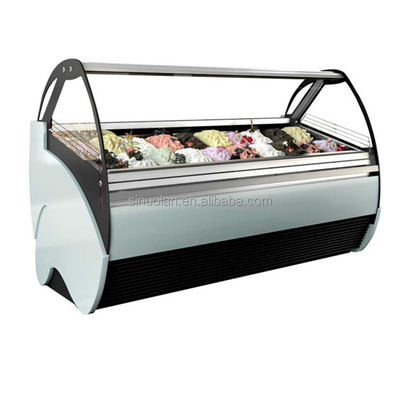 OEM Service Vertical Italy Ice Cream Display Freezer Case For Ice Creamcontainers