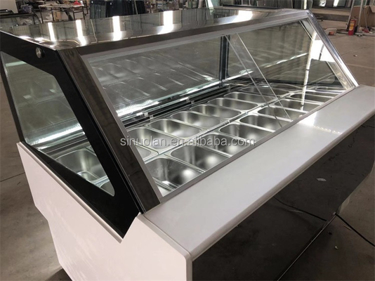 Popular Type Ice Cream Gelato Showcase Display Freezer With 12, 16, 20, Pans