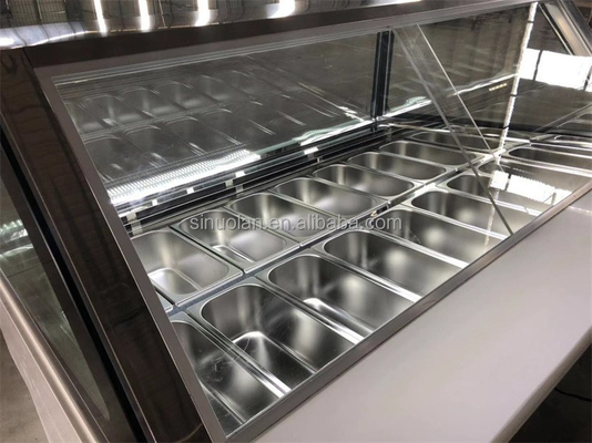 Popular Type Ice Cream Gelato Showcase Display Freezer With 12, 16, 20, Pans