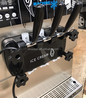 Commercial Vertical 3 Flavor 25L Snack Ice Cream Making 3 Flavor Soft Ice Cream Machine Maker