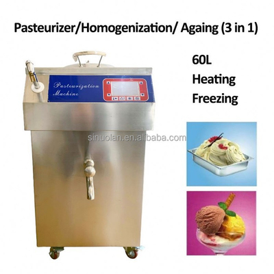 60L Small 3 IN 1 Pasteurization Mini Pasteurizer and Homogenizer For Milk Machine Ice Cream Gelato Batch Freezer Sterilization