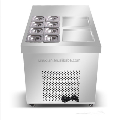 Single Frozen Yogurt Roll Frying Equipment Thailand Fry iced Milk Fruit Maker