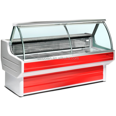 Supermarket Fresh Meat Display Commercial Fish Display Refrigerator Counter Chiller Meat Display Fridge For Sale