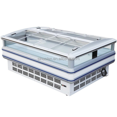 Double Side Glass Doors Aht Curved Freezer Showcase Island Freezer Machine Ath Island Freezer