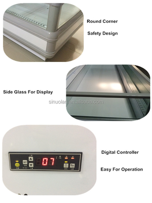 Double Side Glass Doors Aht Curved Freezer Showcase Island Freezer Machine Ath Island Freezer