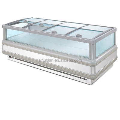 Double Side Glass Doors Aht Curved Freezer Showcase Island Freezer Machine Ath Island Freezer
