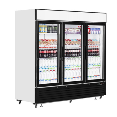 Commercial Upright 3 Glass Door Refrigerator Display Fridge Beverage Cooler Cold Drink Showcase For Supermarket