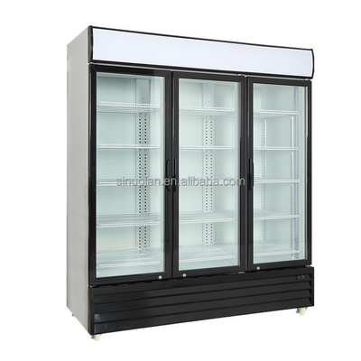 Commercial Upright 3 Glass Door Refrigerator Display Fridge Beverage Cooler Cold Drink Showcase For Supermarket