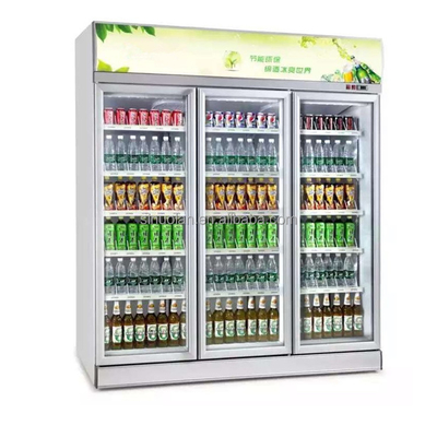 Commercial Upright 3 Glass Door Refrigerator Display Fridge Beverage Cooler Cold Drink Showcase For Supermarket