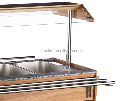 Commercial Refrigerated Wooden Salad Bar Refrigerator Salad Counter Display Fridge