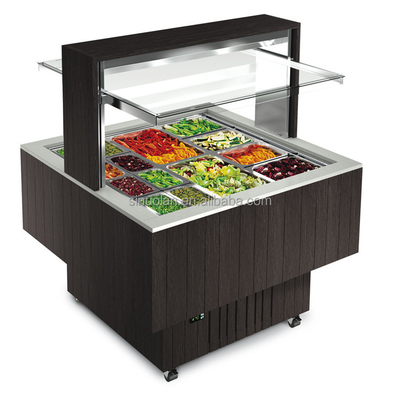 Buffet Wooden Salad Bar Display Fridge Cold Salad Bar Table For Restaurant